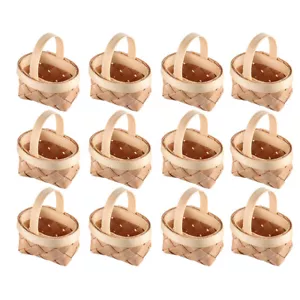 12 Pcs Wood Chip Basket Tiny Baskets Miniature Wicker Baby Child - Picture 1 of 12
