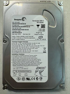 SEAGATE ST3160811AS 9CC132-302 160GB Firmware 3.AAE Date Code 07073 SATA 3.5" - Image 1 of 4