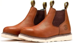 ROCKROOSTER Brown  Wide Steel Toe Work Boots , 6 inch Comfortable Vibram Outsole - Picture 1 of 5