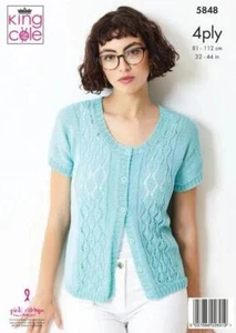 King Cole 4ply Knitting Pattern Top and Cardigan 5848 - Picture 1 of 2