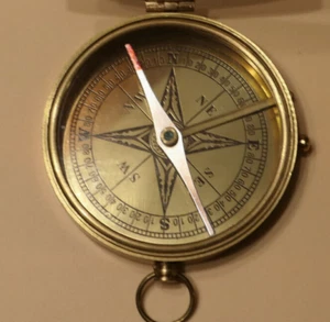 Vintage Brass Compass Nautical Nice Estate Find Large 3" - Picture 1 of 9