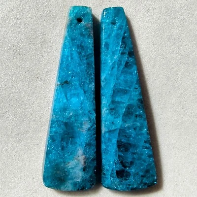 Par de piedras preciosas de cabujón perforadas de apatita azul natural de 44 quilates 41,4 X 12,6 mm 26 Foto 1 de 2