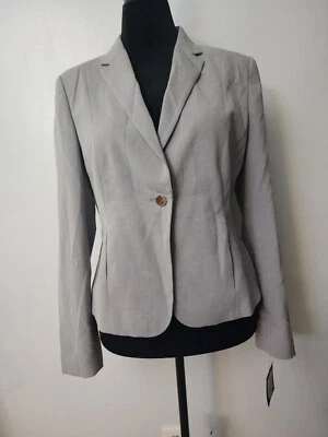 Ellen Tracy Grey Stretch Blazer Size 8 Careerwear Business  - Image 1 of 4