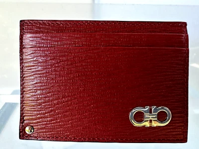 New Salvatore Ferragamo Men's Wallet Revival ID Pullout Card Case CC Holder Red - Image 1 of 4