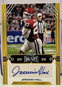 2022 Leaf Draft Football #BA-JH2 Jeremiah Hall Auto GOLD Parallel SP - Picture 1 of 2