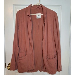 Abercrombie and Fitch Dusty Pink Linen Blend Blazer Jacket Minimalist Size M - Picture 1 of 11
