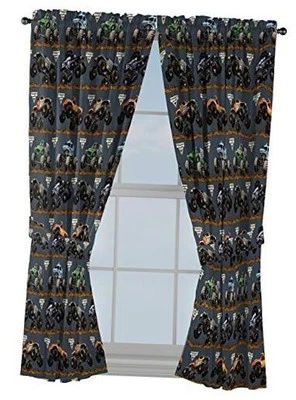  Kids Window Drapes - 4 Piece Curtain Set Includes 2 Tiebacks, Beautiful  - Image 1 of 4