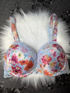 NWOT Victoria's Secret 32C Bombshell Adds-2-Cup Plunge Floral Padded Push-Up Bra - Picture 1 of 8