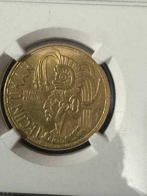 Rara moneda de oro Tecún Uman 1965 1/2 OZ Guatemala 16 gr NGC MS65 Foto 1 de 4