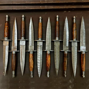 Lot of 10 Damascus Rose Wood Daggers & Knives – Premium Handcrafted Collection - Picture 1 of 14