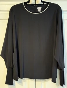 Chicos Strass-Ausschnitt SCHWARZ Koordinate formell Cocktail Party Top Bluse XL/3 - Bild 1 von 16
