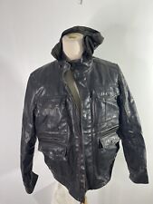 Tommy Hilfiger dark Brown Faux Leather Hooded Coat Jacket men XL