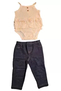 Conjunto de Body y Leggings Denim a Rayas Carter's para Niñas Talla 9 meses Nuevo - Imagen 1 de 4