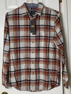 Lee Flannel Button Up Shirt Men's Medium M Long Sleeve Cement Brand New NWT - Picture 1 of 9