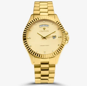 CROTON DAY & DATE MEN'S DIAMOND MARKER WATCH - Picture 1 of 6