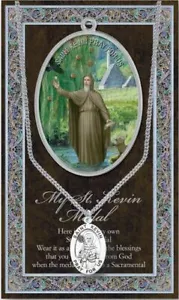 St. Kevin Medaille Halskette mit einer geprägten Heiligen Broschüre - Bild 1 von 1