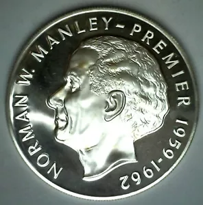 1973 JAMAIKA - 5 DOLLARS - PREMIERMINISTER NORMAN MANLEY - 1,234 Oz PP SILBER - Bild 1 von 3