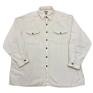 Vintage Cherokee Corduroy Shirt Beige Mens XL 100% Cotton Long Sleeve Button Up - Picture 1 of 11
