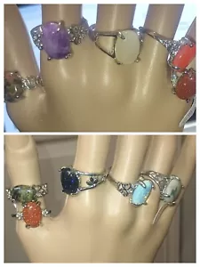 Women Vintage inspired Ring / Assorted Stone Colors / Lot of 5 / Size 9 - Picture 1 of 17