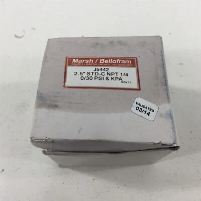 Marsh Bellofram J5442 Pressure Gauge 2.5" 0-30PSI 1/4" NPT Dry - Image 1 of 4