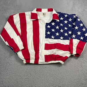 Vintage USA Bomber Jacket Men's XL American Flag Full Zip USA Made Patriotic