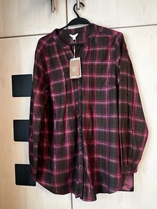 Monsoon Longline Burgundy Check Casual Shirt Size L 16 - 18. NWT - Picture 1 of 8