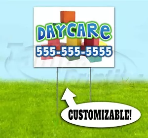 DAYCARE CUSTOM PHONE 18x24 Yard Sign WITH STAKE Corrugated Bandit SCHOOL - Picture 1 of 4
