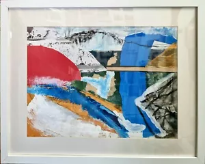 LANYON ABSTRACT SEASCAPE INSPIRED ST IVES NIGEL WATERS FRAMED SIGNED ORIGINAL - Picture 1 of 12