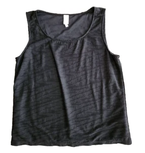 Jones New York Sleeveless Top Tank Shell Women's L Black Textured Lined Stretch - Picture 1 of 8