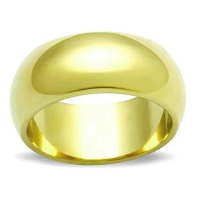 8mm gold band ring womens 18kt dome smooth wedding chunky SIZE J 5 — 第 1/4 张图片