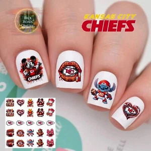 Juego de 50 calcomanías de uñas tobogán acuático de fútbol americano Kansas City de 50 instrucciones y - Imagen 1 de 5