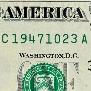 1947 October 23rd Birthday Dollar Anniversary Dollar Fancy Serial Number - Picture 1 of 3