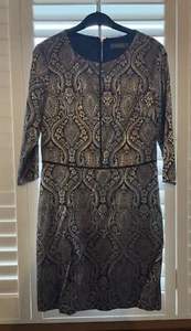 Oasis Mini Dress Metallic Gold And Grey Form Sitting Dress UK12 - Picture 1 of 5