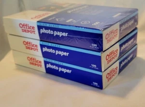 3 x 100 Packs Office Depot Premium Photo Paper High Gloss 4X6 9 mil B19 - Afbeelding 1 van 10