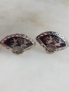 E Seng Chong Vintage Sterling Silver Siam Dancers Fans Cufflinks 11 Grams - Picture 1 of 6