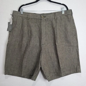 NWT!! Jos A Banks Mens Sz 40 Brown 100% Linen Heavy Knit Pleated Shorts - Picture 1 of 22