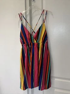 BNWT Shein VCAY Strappy Summer Dress Size XL Bright Colour Stripes - Picture 1 of 8