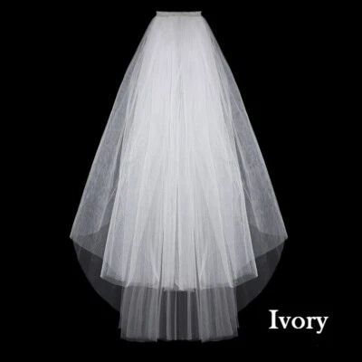 Wedding White Bridal Veil Double Layer Net with Comb Veils Headwear Accessories - Image 1 of 4