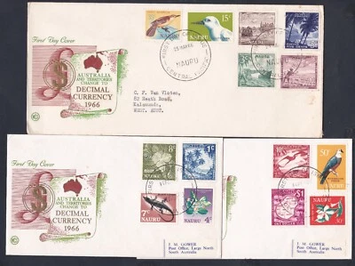 1966 NAURU LOCAL MOTIVES FULL SET DECIMAL STAMPS ON 3 WESLEY FIRST DAY COVERS #3 - Image 1 of 4