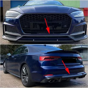 For Audi S5 A5 B9 Sline 17UP Real Carbon Front Bumper Lip Rear Diffuser Spoiler - Picture 1 of 11