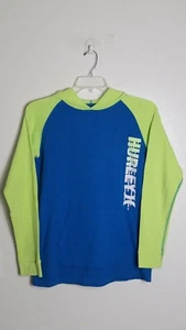 Hurley Thermal Hoodie Sweatshirt Pullover Blue Neon Green Youth Size XL 18/20 - Picture 1 of 9
