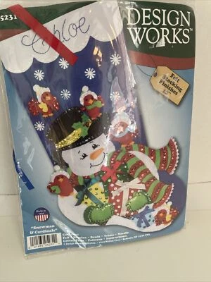 Design Works Felt Stocking Applique Kit 18" Long-Snowman & Cardinals, DW5231 - Image 1 of 4
