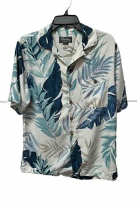 Camicia da uomo in seta lavabile St. John's Bay taglia small hawaiana manica corta blu - Foto 1 di 7