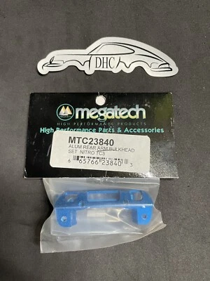 Megatech Vintage RC Car Part # MTC23840 Blue Alum Rear Bulkheads for Nitro TC3 - Image 1 of 2