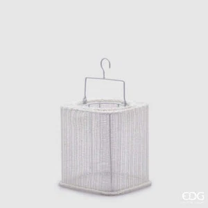 EDG Enzo De Gasperi Lanterna Tessuto Rettangolare Con Manico H.22 L.18 White - Imagen 1 de 1