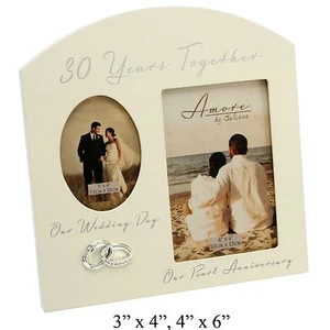 30TH ANNIVERSARY PEARL WEDDING CREAM PHOTO FRAME -30 YEARS TOGETHER AMORE - Picture 1 of 1