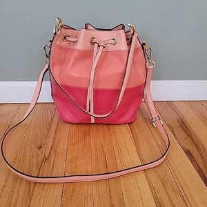 MICHAEL Michael Kors Dottie Pink/Pink Grapefruit/Peach Leather Bucket Bag - Picture 1 of 8