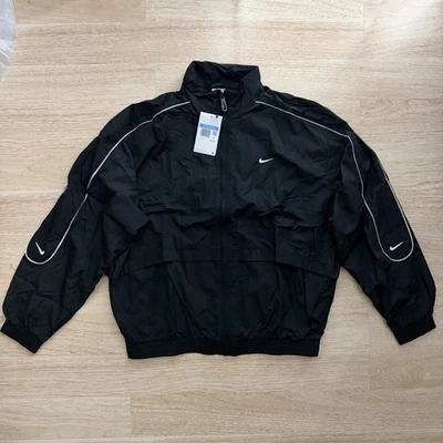 Size M -Nike Air Sportwear Solo Swoosh Woven Black Track Jacket FB8622-010 (New) - Image 1 of 4
