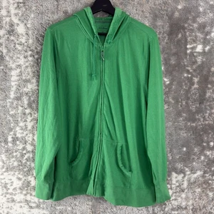LL Bean Plus Size 2X Minimalist Drawstring Full Zip Hooded Sweater Green Outdoor - Picture 1 of 6