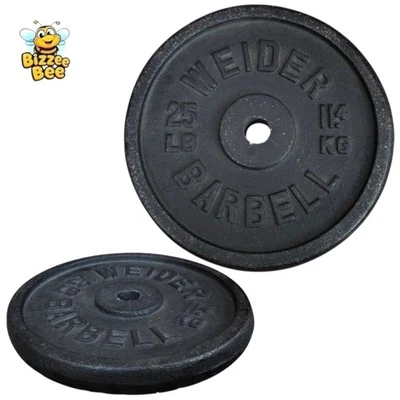 Par de platos Weider Barbell vintage de 25 libras - 12,4 kg cada uno (50 libras en total)  Foto 1 de 4